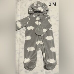 Carter's Gray and White Sheep Print Footie